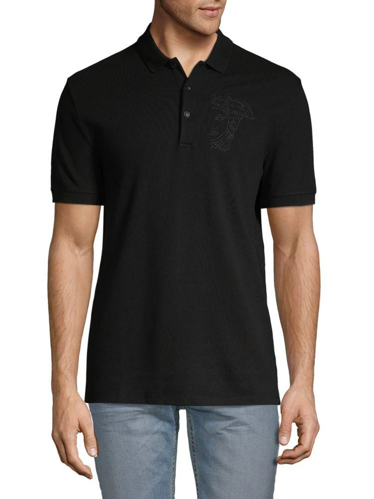 商品Versace|Embroidered Cotton Polo,价格¥787,第3张图片详细描述