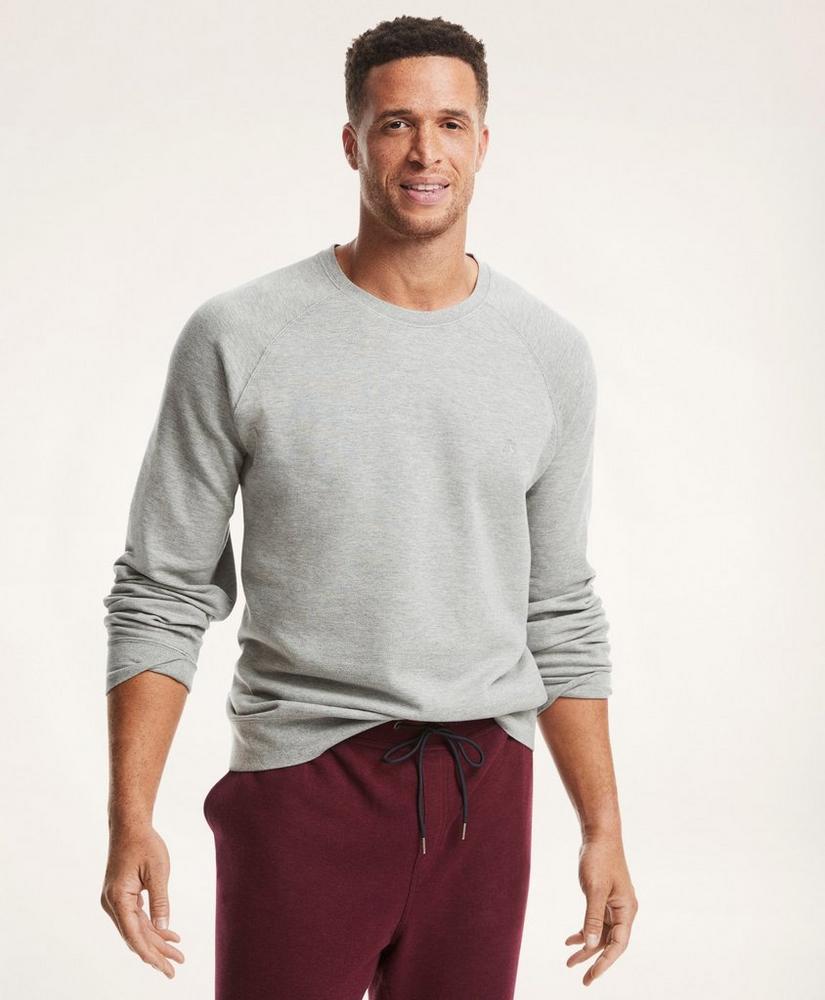 Big & Tall Cotton-Blend Pique Crewneck Sweatshirt商品第1张图片规格展示