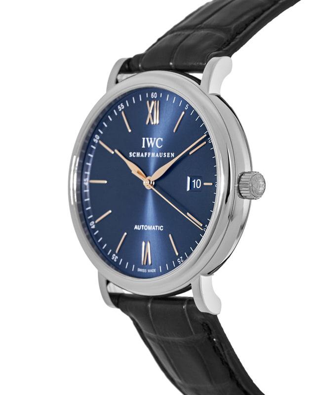 IWC Portofino Automatic Blue Dial Leather Strap Men's Watch IW356523商品第3张图片规格展示