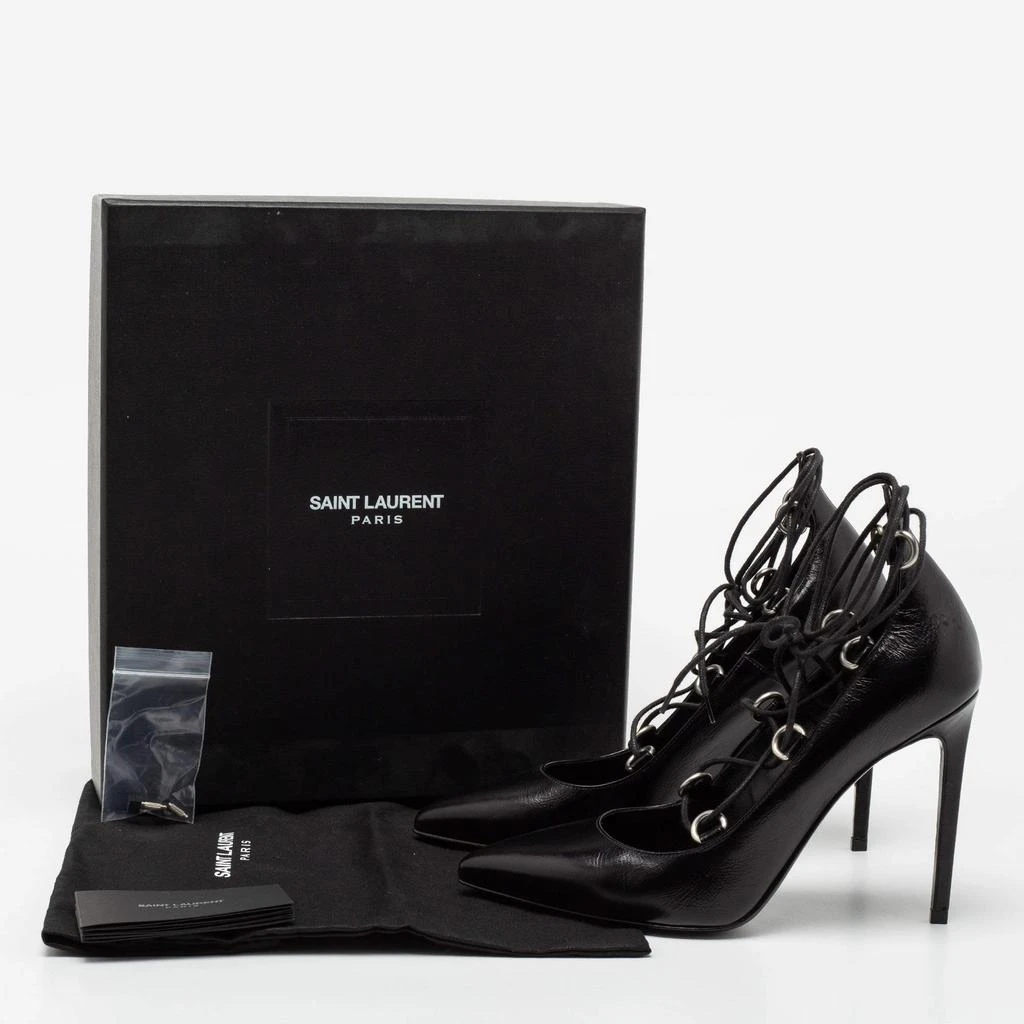 Saint Laurent Black Leather Thorn Lace Up Pointed Toe Pumps Size 36 商品