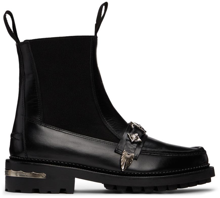 商品Toga Pulla|Black Leather Chelsea Ankle Boots,价格¥3224,第1张图片
