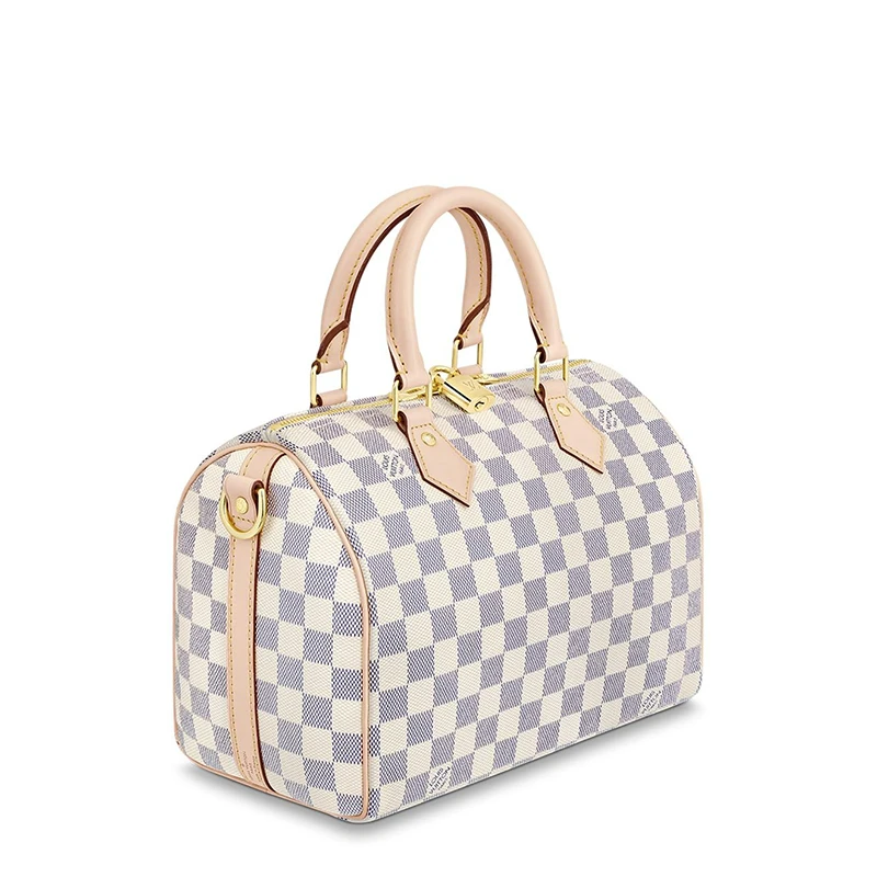 预售10天 Louis Vuitton/路易威登 经典款SPEEDY 25系列 女士蓝白棋盘格帆布饰皮革滚边金扣配可拆卸肩带拉链开合单肩斜挎手提包N41374 商品