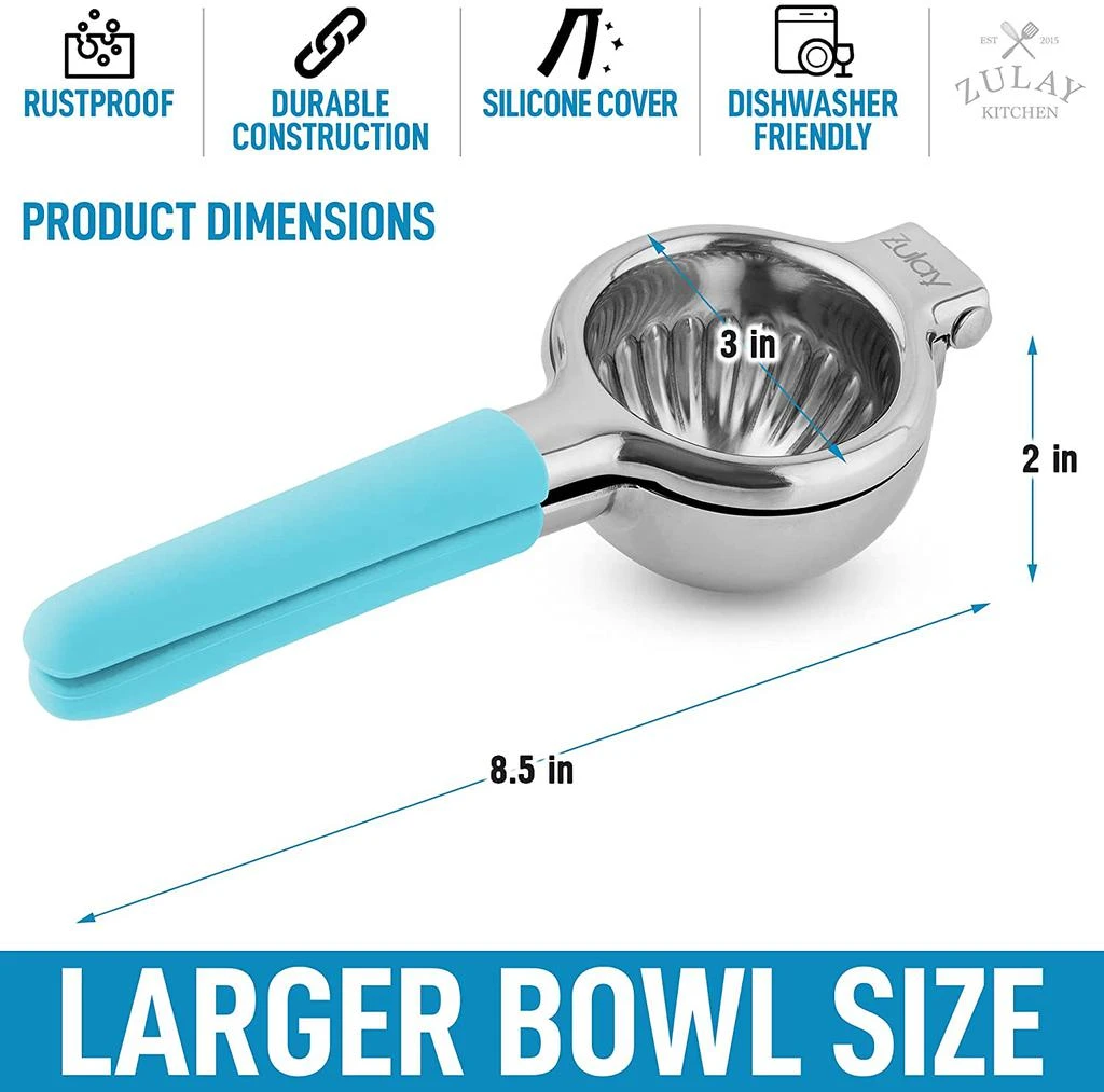 商品Zulay|Zulay Kitchen   Lemon Squeezer SS w Silicone Handles,价格¥285,第2张图片详细描述