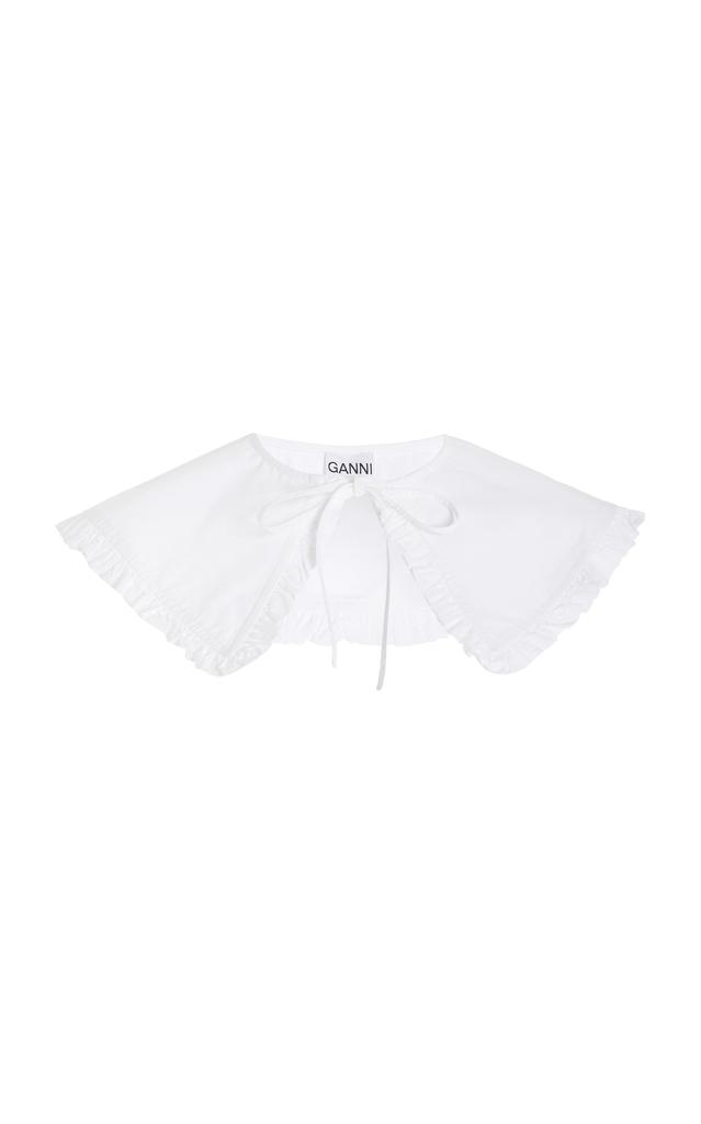 Ganni - Women's Ruffled Cotton Poplin Collar - White - OS - Moda Operandi商品第1张图片规格展示