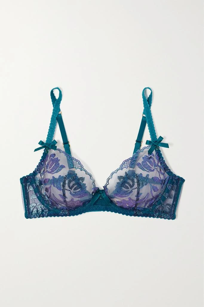 商品L'Agent by Agent Provocateur|Sparkle 缎布边饰金属感刺绣绢网带钢圈文胸  - 32B,价格¥552,第1张图片