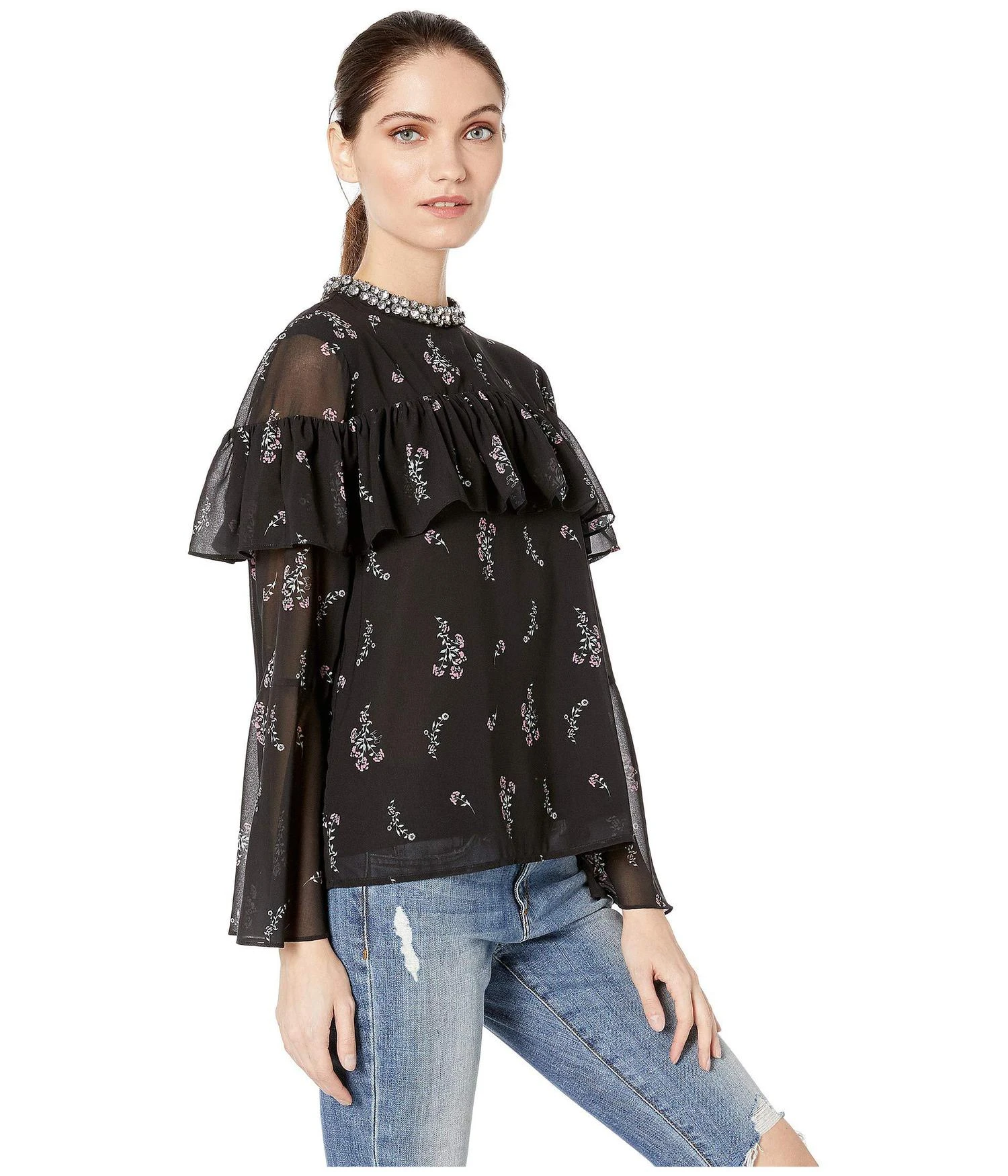 商品Juicy Couture|Falling Bouquets Ruffle Top,价格¥211,第4张图片详细描述