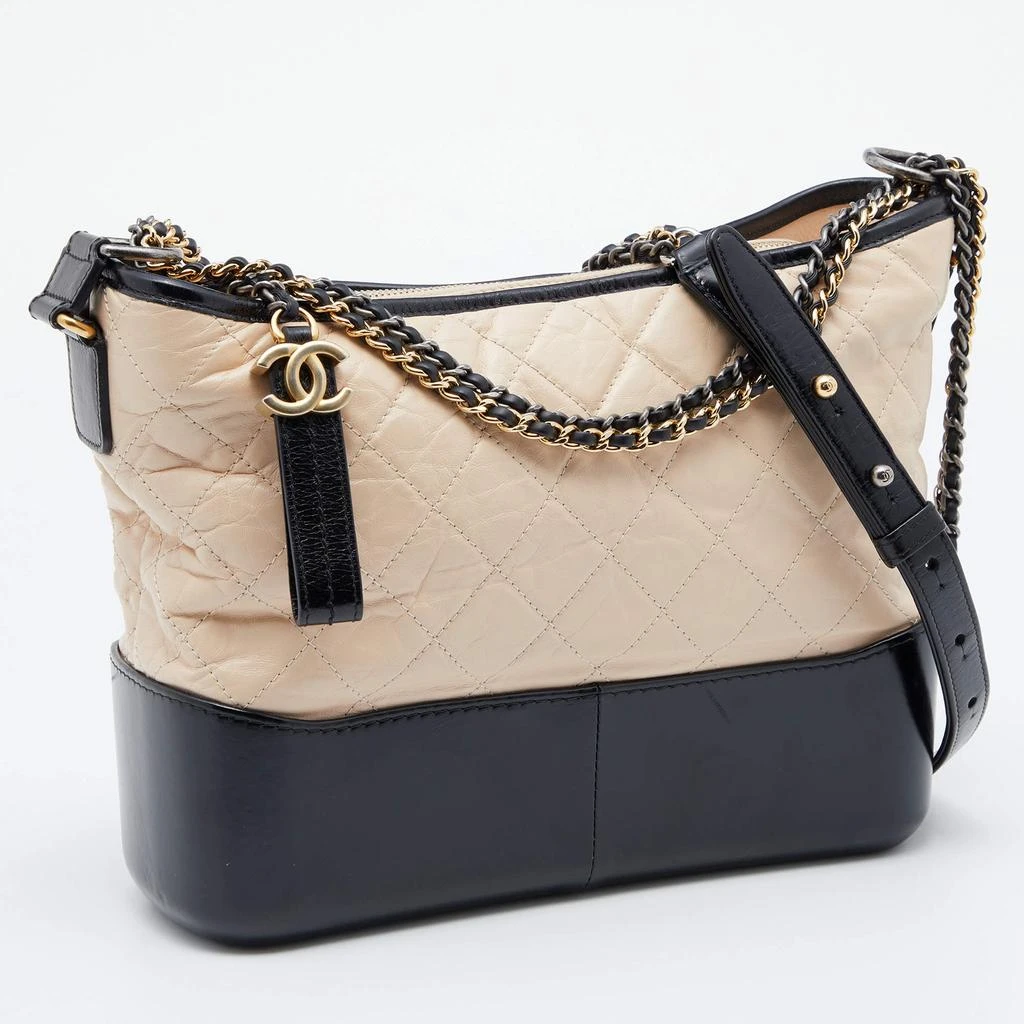 商品[二手商品] Chanel|Chanel Beige/Black Quilted Aged Leather Medium Gabrielle Bag ,价格¥19483,第3张图片详细描述
