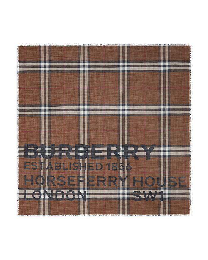 商品Burberry|Horseferry Print Check Wool Silk Large Square Scarf,价格¥3309,第5张图片详细描述