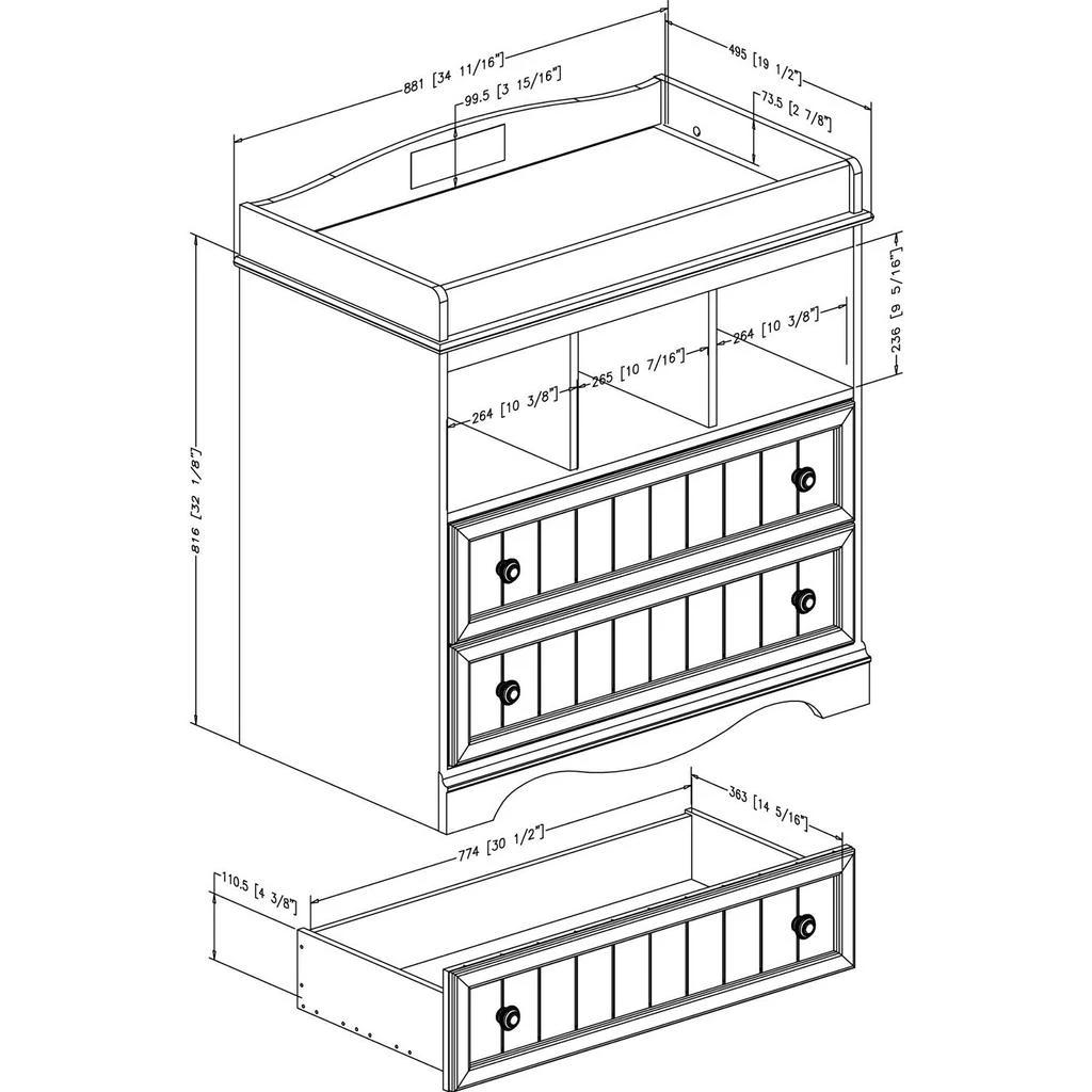 商品QuikFurn|Espresso Wood Baby Diaper Changing Table with 2 Drawers,价格¥4041,第3张图片详细描述