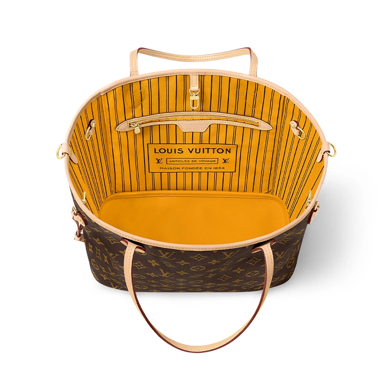 商品[国内直发] Louis Vuitton|NEVERFULL ANDOULIÈRE INSIDE OUT MM 可拆卸可调节肩带竖条纹��设计 Monogram 涂层帆布 双面Neverfull 托特包Tote包单肩手提包 中号 女款 橙色,价格¥19864,第6张图片详细描述