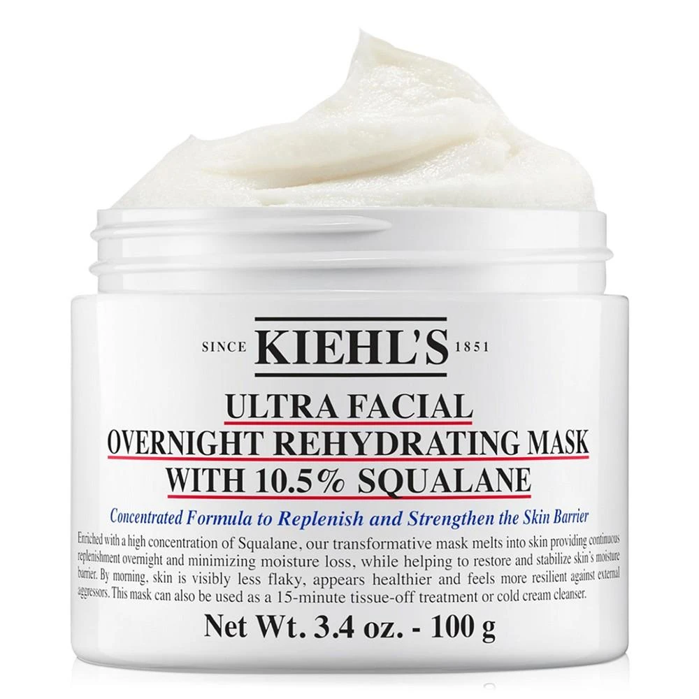 商品Kiehl's|Ultra Facial Overnight Hydrating Mask With 10.5% Squalane, 3.4 oz.,价格¥331,第2张图片详细描述