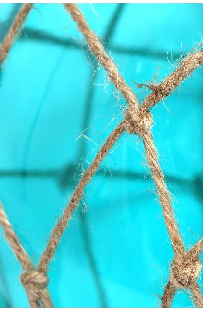 商品LALIA HOME|Buoy Netted Brushed Nickel Coastal Ocean Sea Glass Pendant with Natural Rope - Aqua,价格¥933,第2张图片详细描述