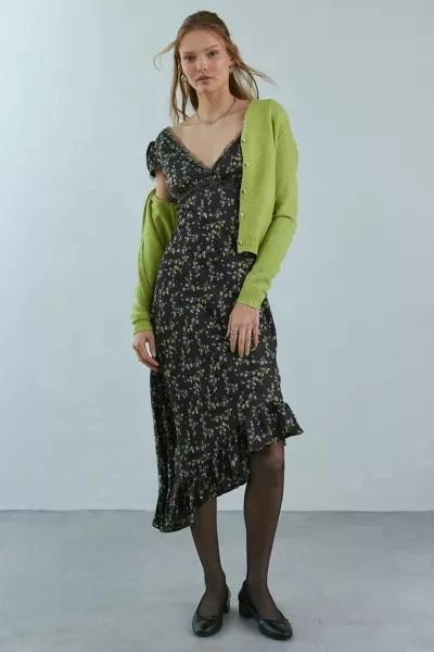 商品Kimchi Blue|Kimchi Blue Cora Lace Trim Printed Asymmetrical Midi Dress,价格¥227,第1张图片