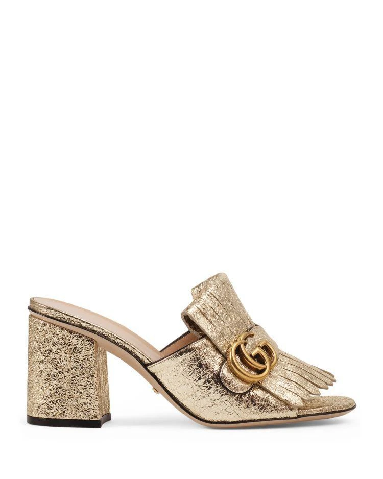 商品Gucci|Marmont Metallic Mid Heel Slide Sandals,价格¥6209,第2张图片详细描述