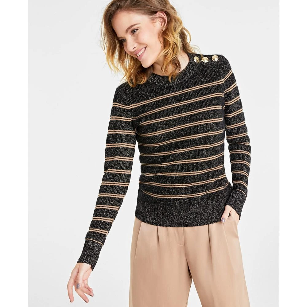商品Charter Club|Women's 100% Cashmere Metallic Stripe Sweater, Created for Macy's,价格¥690,第1张图片