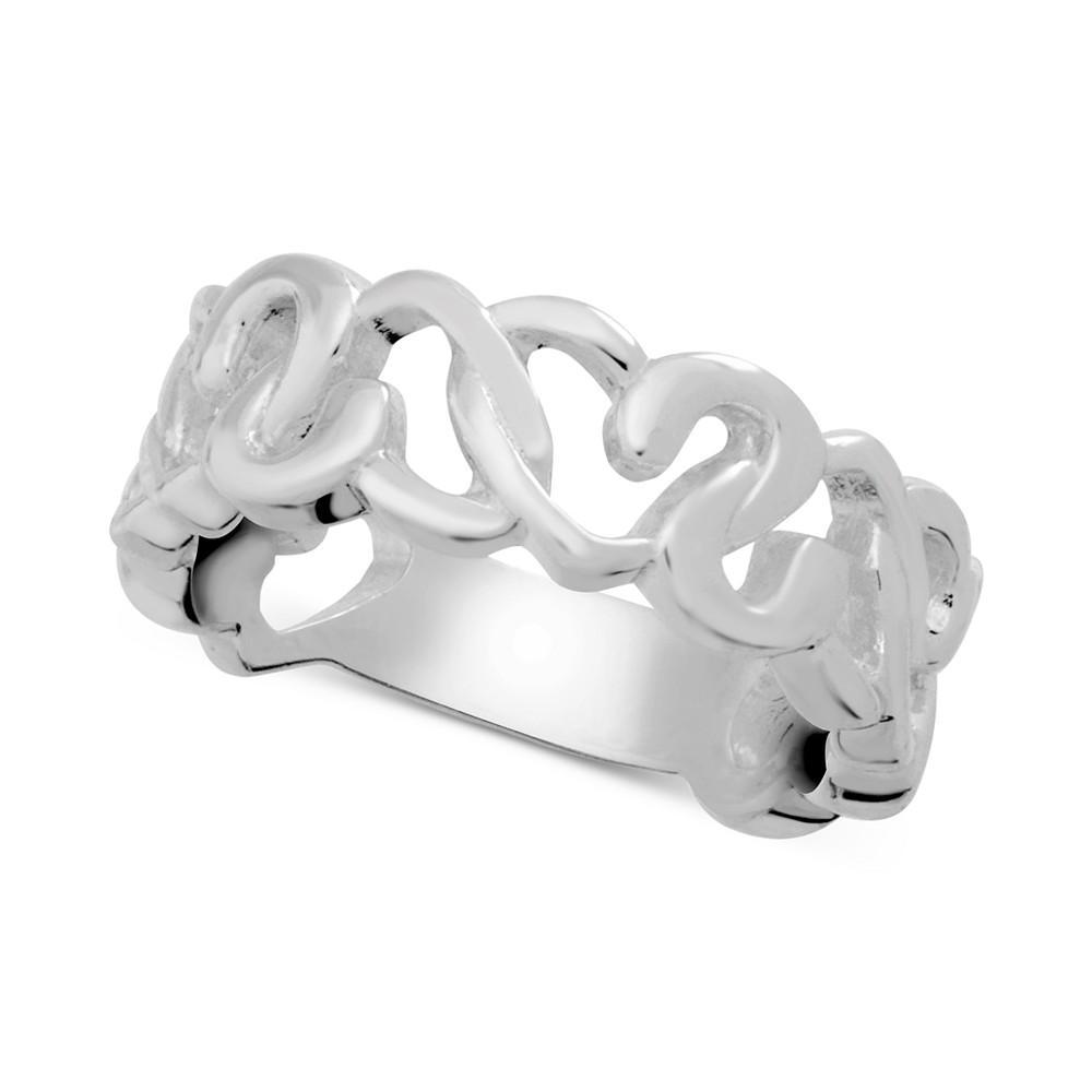 商品Essentials|And Now This Heart Openwork Link Ring in Silver-Plate,价格¥179,第1张图片