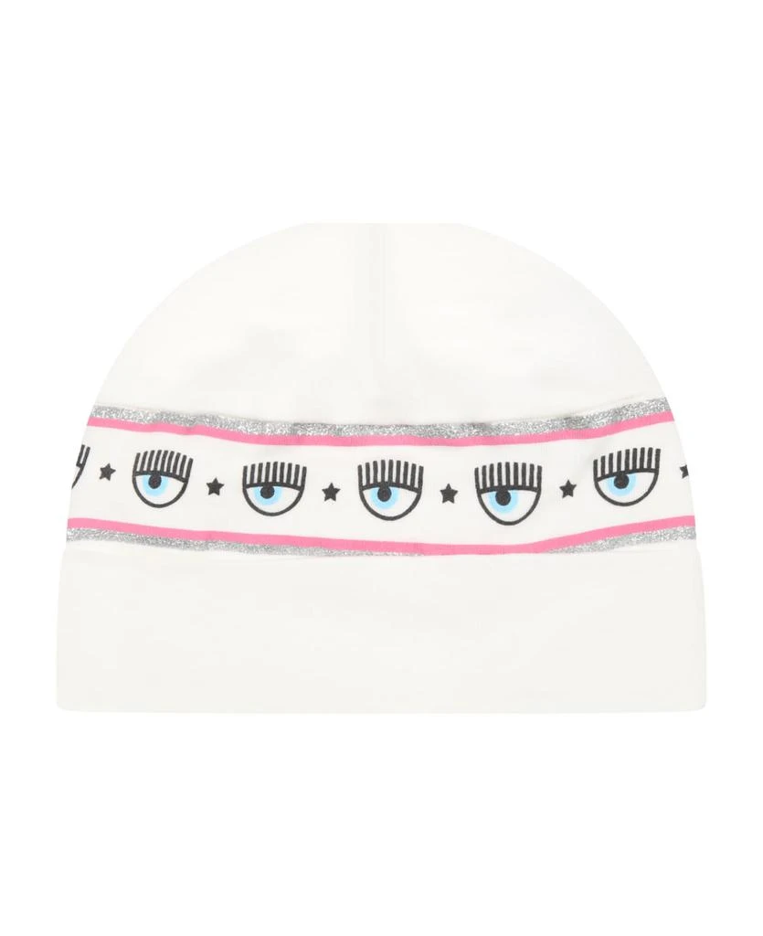 商品Chiara Ferragni|White Hat For Baby Girl With Iconic Blinking Eyes,价格¥693,第1张图片