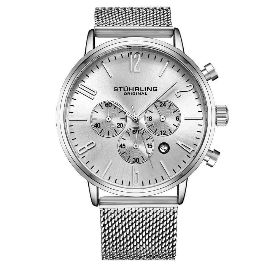 商品Stuhrling Original|Monaco Chronograph Quartz Silver Dial Mens Watch M16248,价格¥628,第1张图片