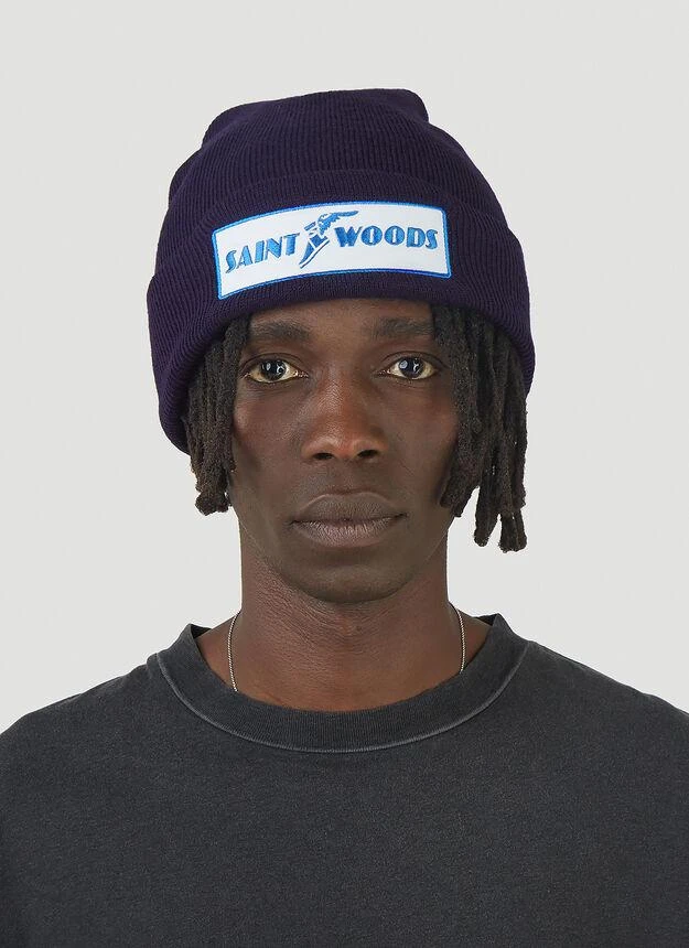 商品Saintwoods|Logo-Patch Beanie Hat in Navy,价格¥204,第2张图片详细描述