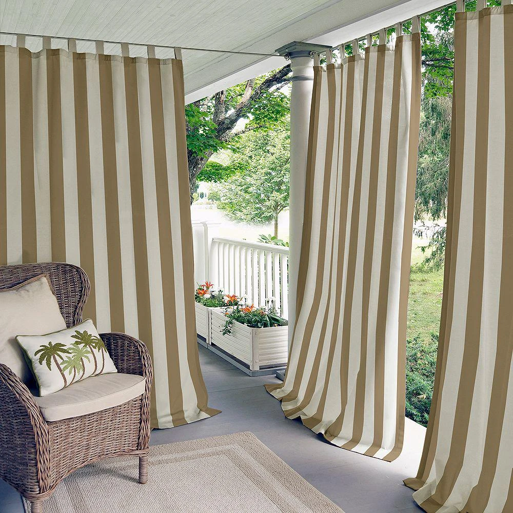 商品Elrene Home Fashions|Highland Stripe Indoor/Outdoor Curtain Panel, 50" x 84",价格¥595,第1张图片