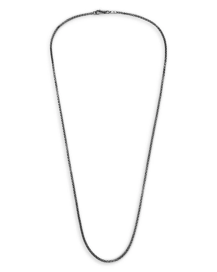 商品John Hardy|Men's Classic Chain Silver 2.7mm Box Chain Necklace with Satin Matte Black Rhodium, 24",价格¥3201,第3张图片详细描述
