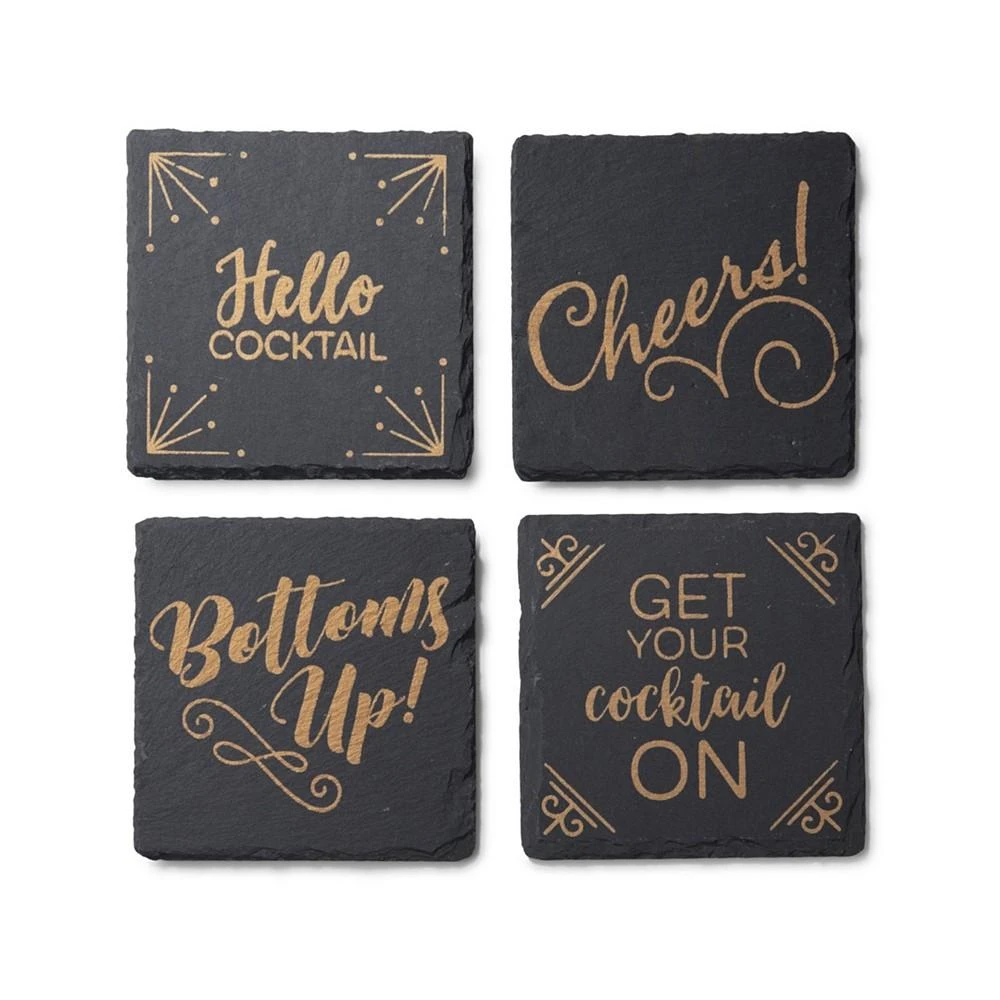 商品American Atelier|4 X 4" Slate Coasters Square Set, 4 Piece,价格¥187,第1张图片