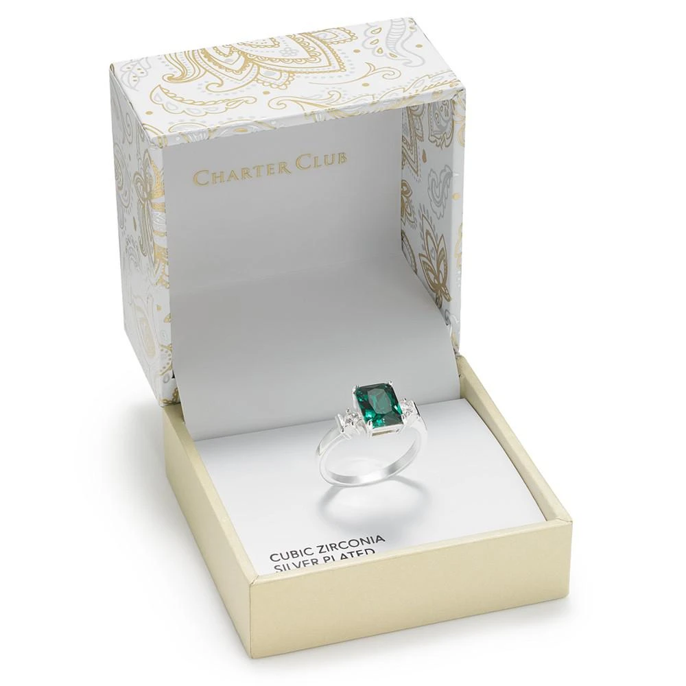 商品Charter Club|Silver-Tone Cubic Zirconia & Emerald-Cut Color Crystal Ring, Created for Macy's,价格¥52,第3张图片详细描述