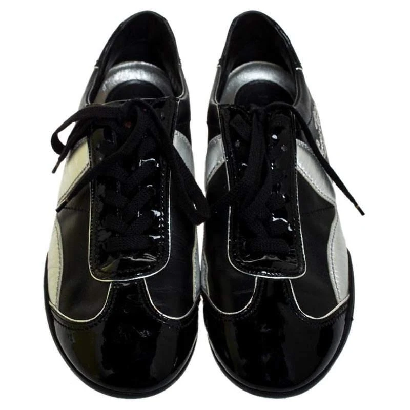 商品[二手商品] Louis Vuitton|Louis Vuitton Black/Silver Patent Leather And Leather Low Top Lace Up Sneakers Size 41,价格¥3327,第3张图片详细描述