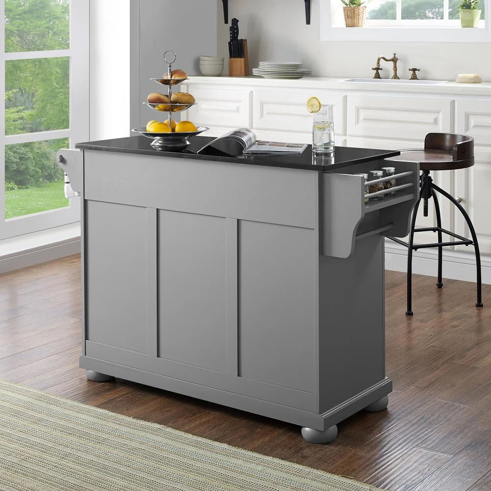 商品Crosley Furniture|Alexandria Granite Top Full Size Kitchen Island/Cart Gray/Black,价格¥5546,第4张图片详细描述