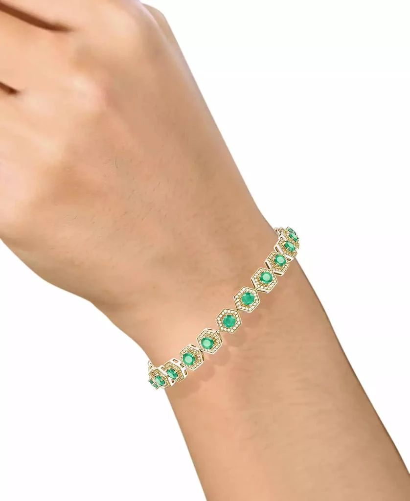 商品Macy's|Gemstone & Diamond Halo Hexagon Flex Bracelet,价格¥15705,第2张图片详细描述