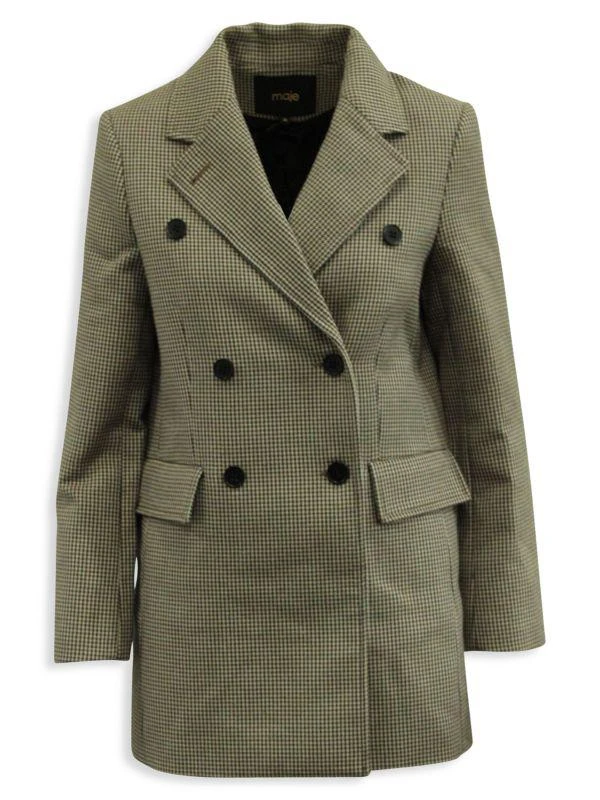 商品[二手商品] Maje|Maje Goldie Double-Breasted Houndstooth Coat In Brown Polyester,价格¥2214,第1张图片