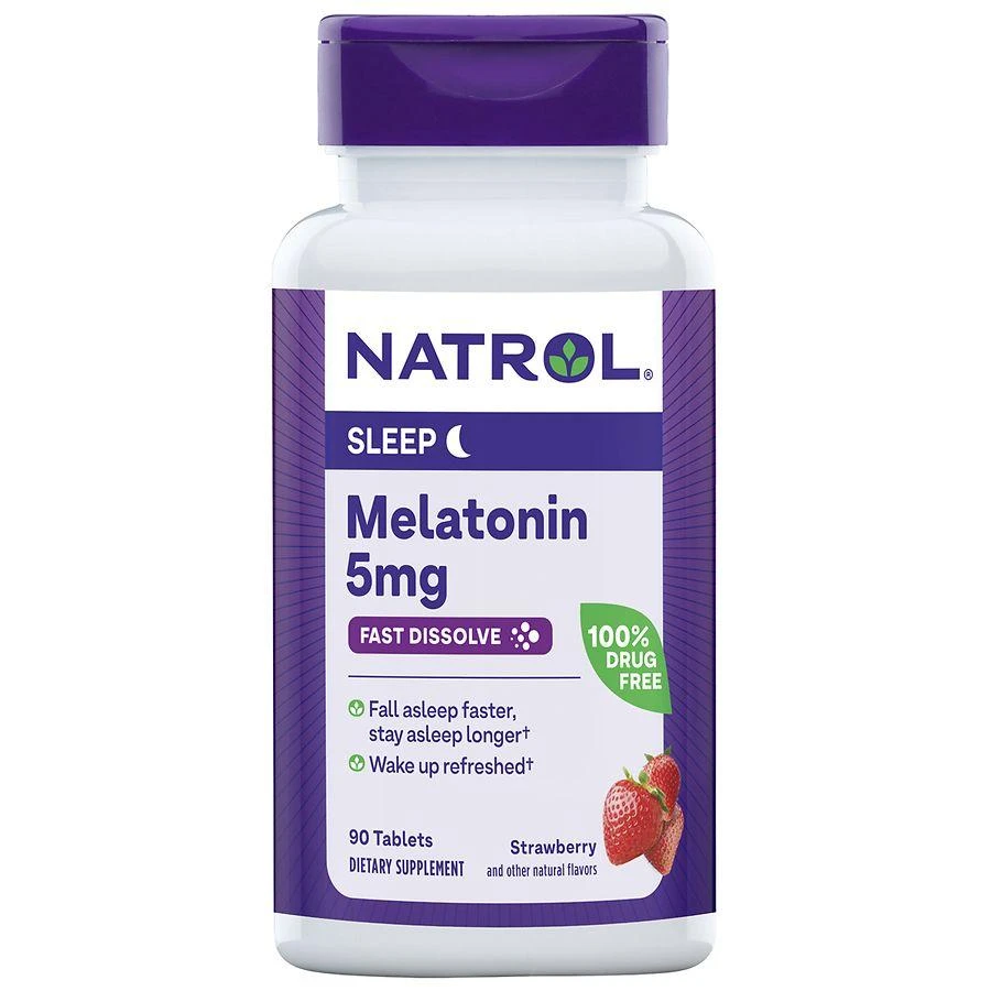 商品Natrol|Melatonin 5mg, Sleep Support, Fast Dissolve Tablets Strawberry,价格¥109,第1张图片