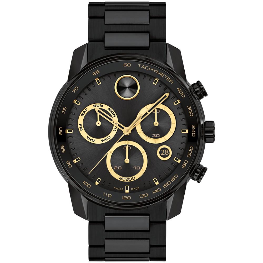 Men's Bold Verso Swiss Quartz Chronograph Ionic Plated Black Steel Bracelet Watch 44mm商品第1张图片规格展示