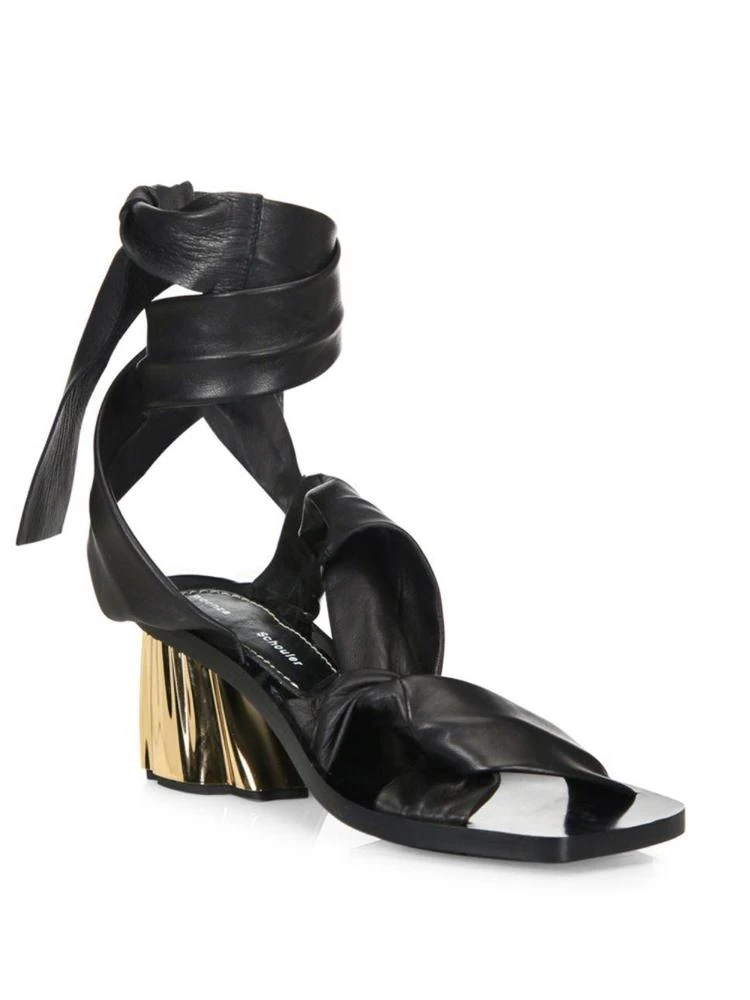 商品Proenza Schouler|Asymmetric Leather Ankle-Wrap Sandals,价格¥2730,第1张图片