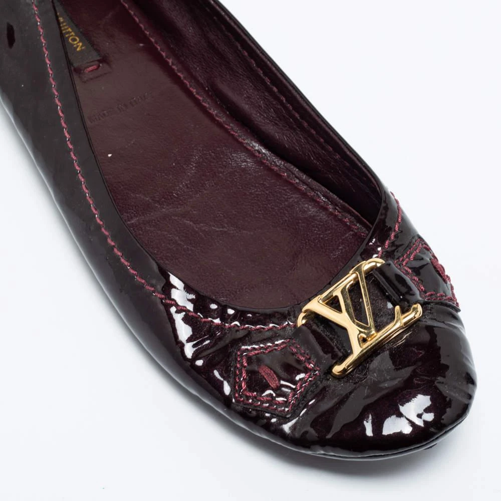 Louis Vuitton Burgundy Patent Leather Oxford Slip On Loafers Size 38 商品
