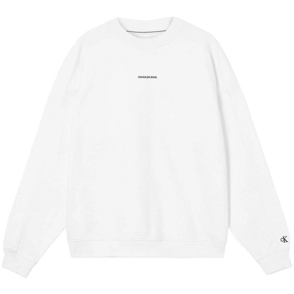 商品Calvin Klein|Calvin Klein Micro Branding Crew Sweat - White,价格¥365,第1张图片