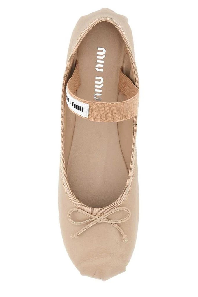 商品Miu Miu|Miu Miu Logo-Printed Bow Detailed Ballerina Shoes,价格¥7088,第3张图片详细描述