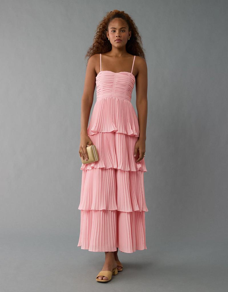 tiered pleated maxi dress american eagle AE Tiered Ruffle Maxi Dress Women's Multi XXS