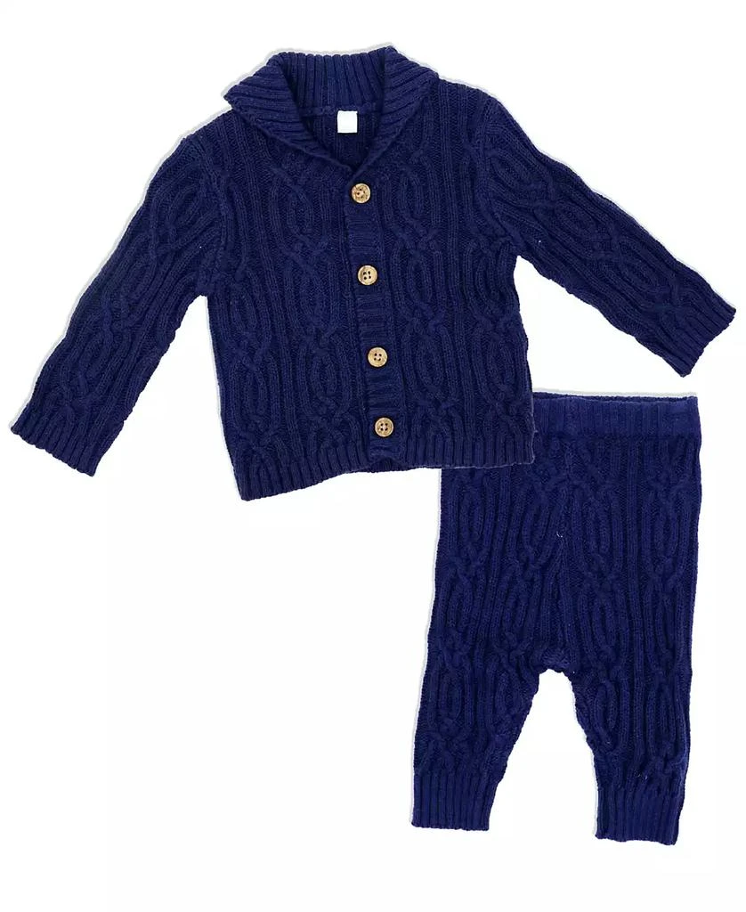 商品Little Gent|Baby Boys Shawl Collar Knit Cardigan and Pants, 2 Piece Set,价格¥299,第1张图片