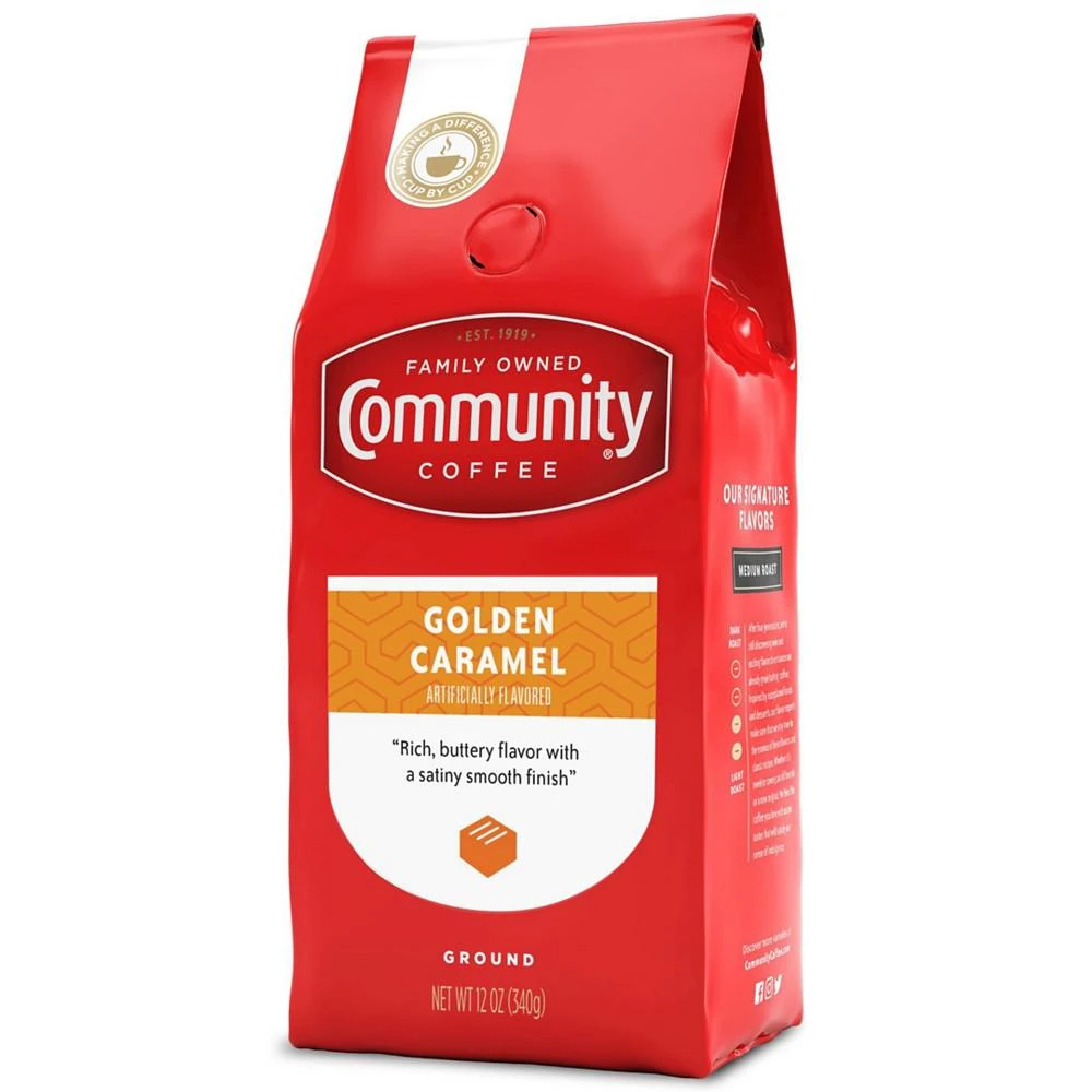 商品Community Coffee|Golden Caramel Medium Roast Premium Ground Coffee, 12 Oz - 6 Pack,价格¥464,第3张图片详细描述