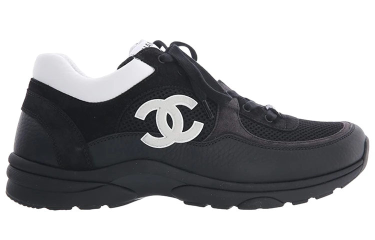 商品[国内直发] Chanel|香奈儿 网布皮革 圆头系带 透气 低帮 生活休闲鞋运动鞋 男款 黑色,价格¥18446,第3张图片详细描述