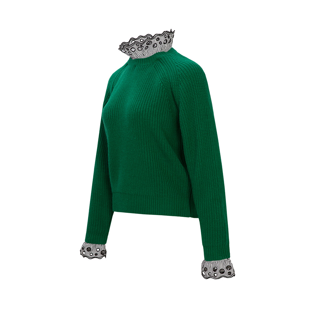 SANDRO 女士绿色针织毛衣 R130086P-MULTI商品第2张图片规格展示