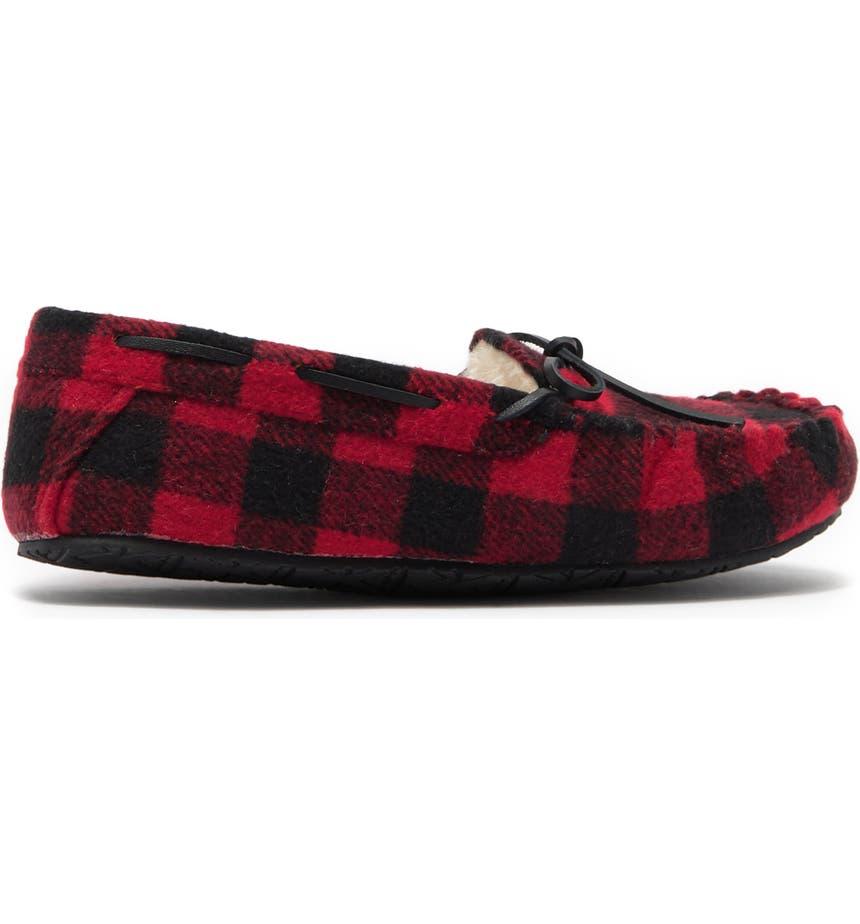 Petra Trapper Plaid Print Faux Shearling Lined Moccasin商品第3张图片规格展示