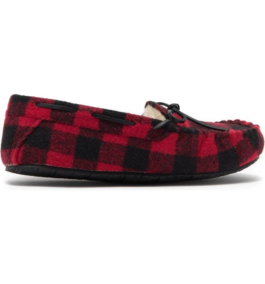 商品Minnetonka|Petra Trapper Plaid Print Faux Shearling Lined Moccasin,价格¥118,第3张图片详细描述