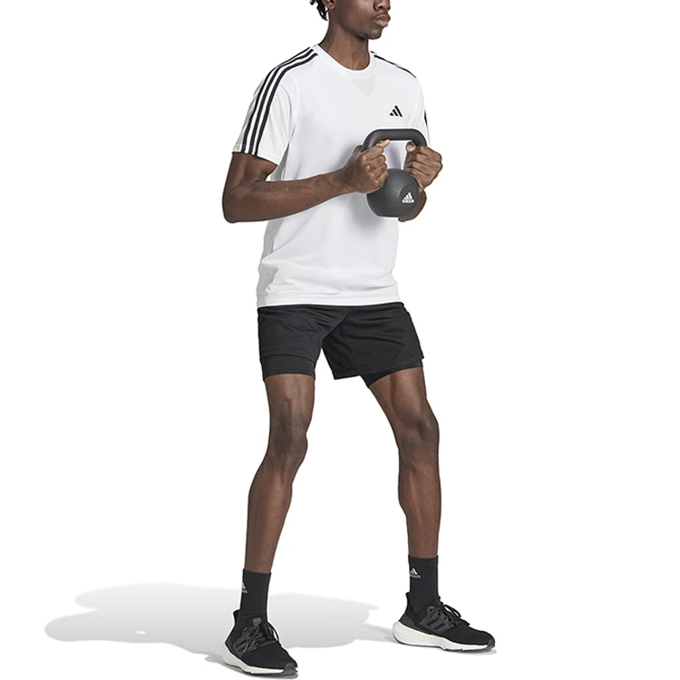 商品[国内直发] Adidas|adidas 3-Stripes 三条纹拼色印花圆领短袖T恤 男款 白色,价格¥166,第5张图片详细描述