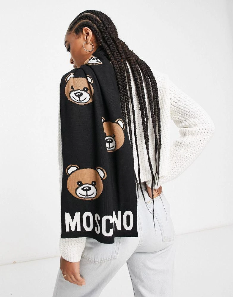 商品Moschino|Moschino teddy logo scarf in black,价格¥487,第2张图片详细描述