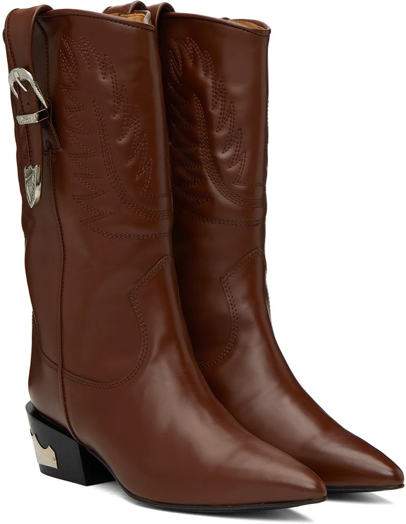 商品Toga Pulla|Burgundy Topstitch Cowboy Boots,价格¥1693,第4张图片详细描述