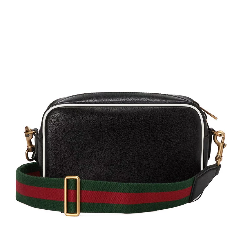 商品Gucci|【预售3-7天】GUCCI/古驰 22新款阿迪达斯联名 男士小号黑色皮革白色联名主题徽标印花配可拆卸红绿织物配皮肩带拉链开合斜跨单肩包702427U3ZCT8726,价格¥14037,第5张图片详细描述