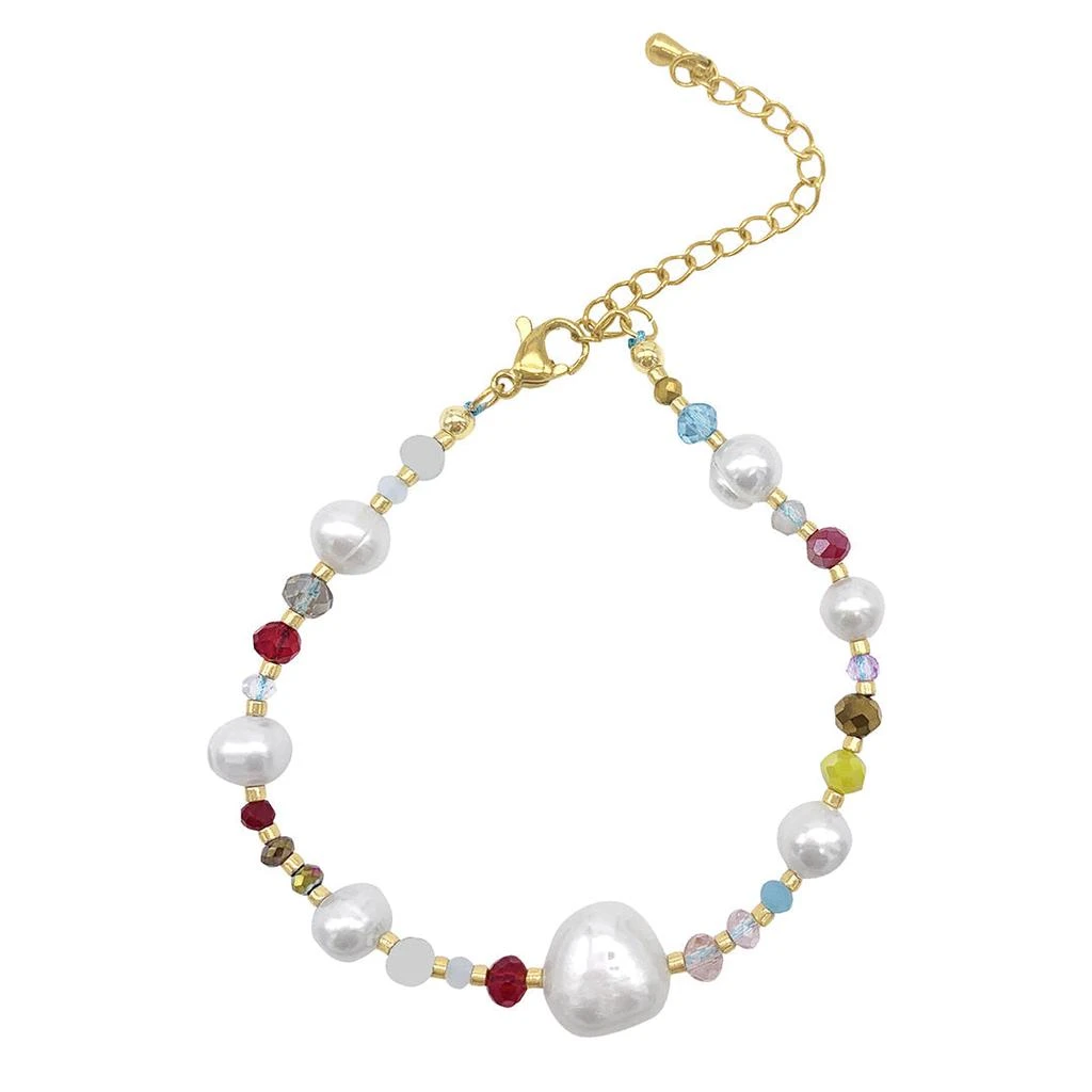 商品ADORNIA|Adornia Freshwater Pearl and Color Mix Beaded Bracelet gold,价格¥135,第1张图片