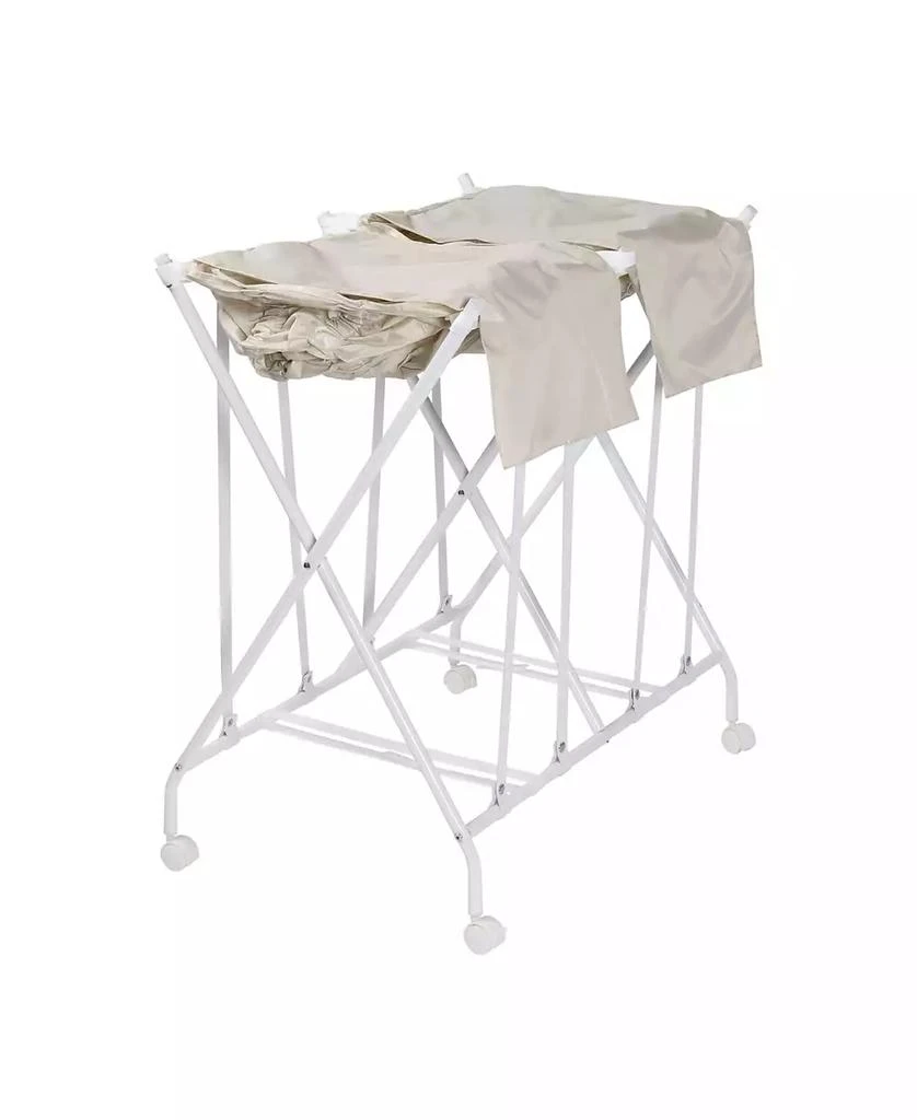 商品Honey Can Do|Double Bounce Back Hamper Foldable Bag Laundry Sorter on Wheels with Lid, Set of 2,价格¥615,第2张图片详细描述